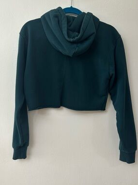 Y2K look Cropped Hooded Sweatshirt in Teal - Women